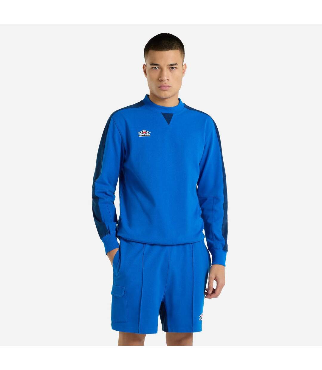 Mens panelled relaxed fit sweatshirt regal blue/estate blue Umbro-1