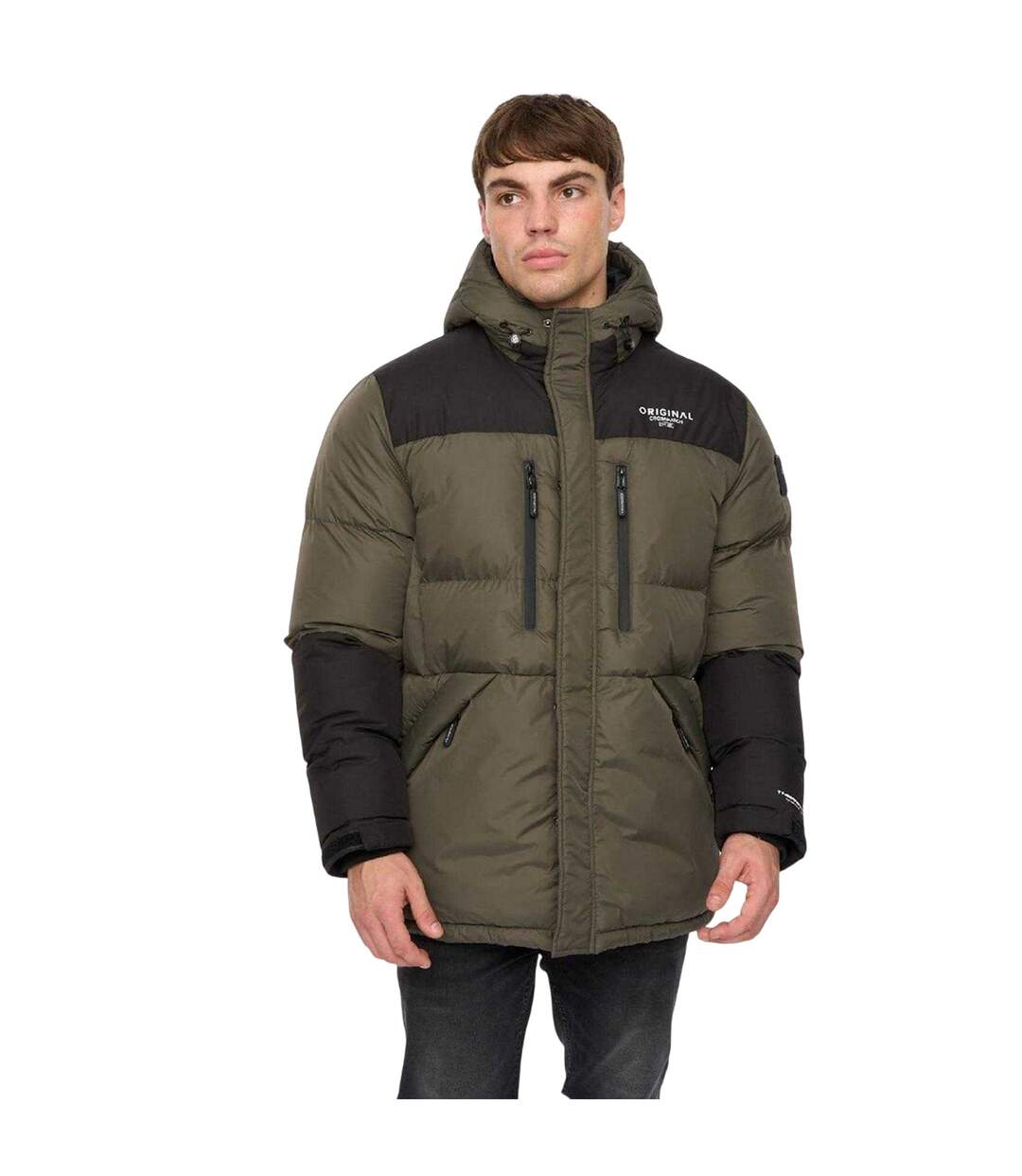 Mens Polyester Puffer Jacket Green Crosshatch-2