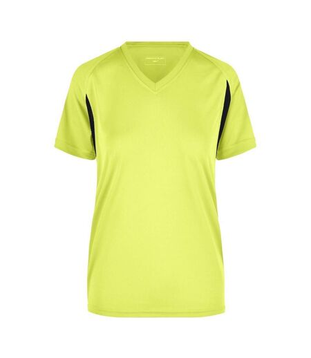 T-shirt Course À Pied Femme Jaune Fluo Noir James And Nicholson