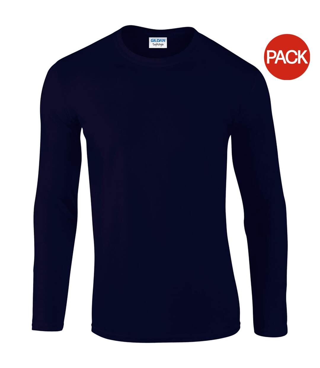 Pack Of 5   Mens Soft Style Long Sleeve T-shirt Navy Gildan-2