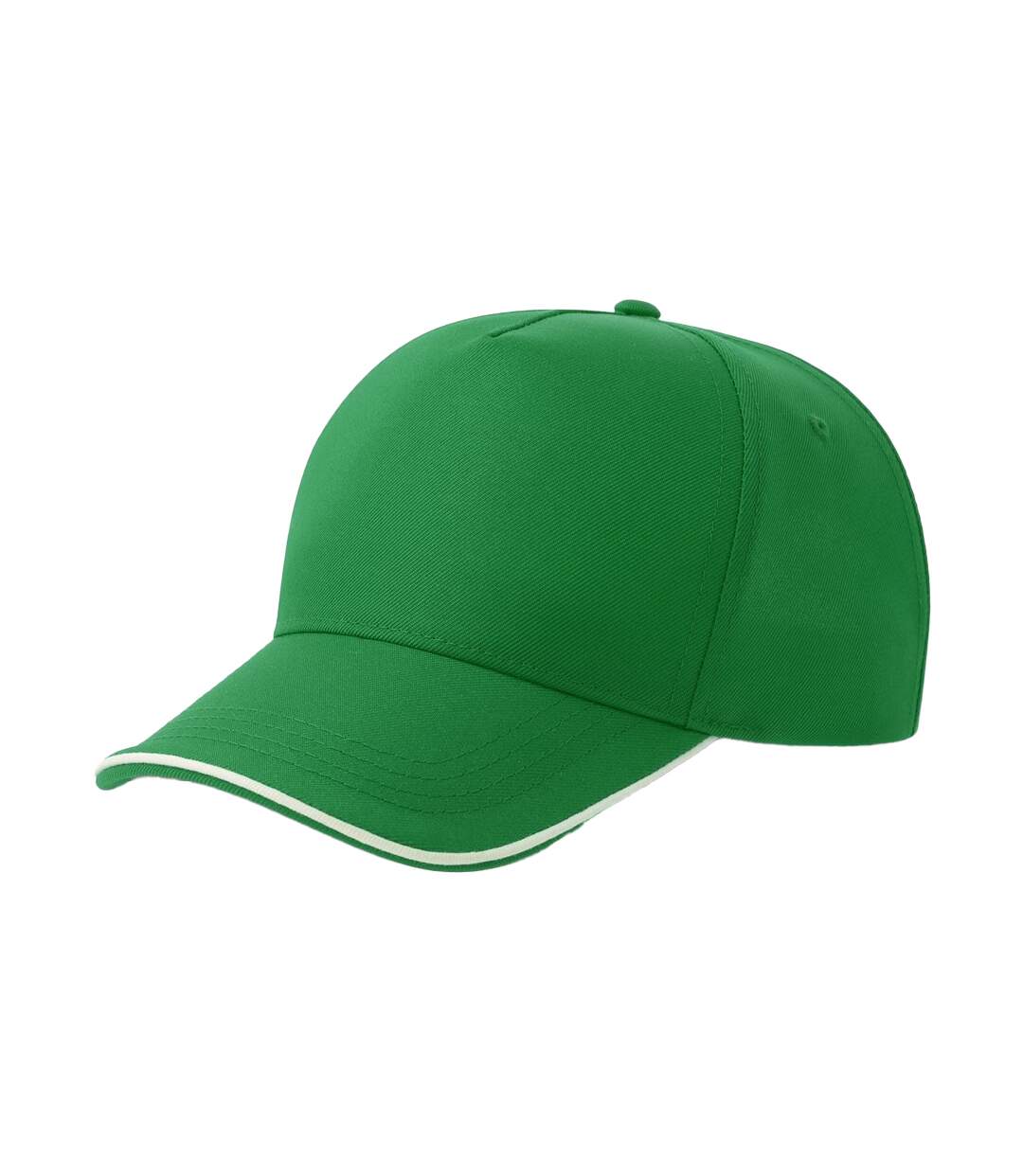 Casquette De Baseball Motif/style 5 Panneaux Recy Five Piping Adulte Vert Blanc Atlantis Headwear-1