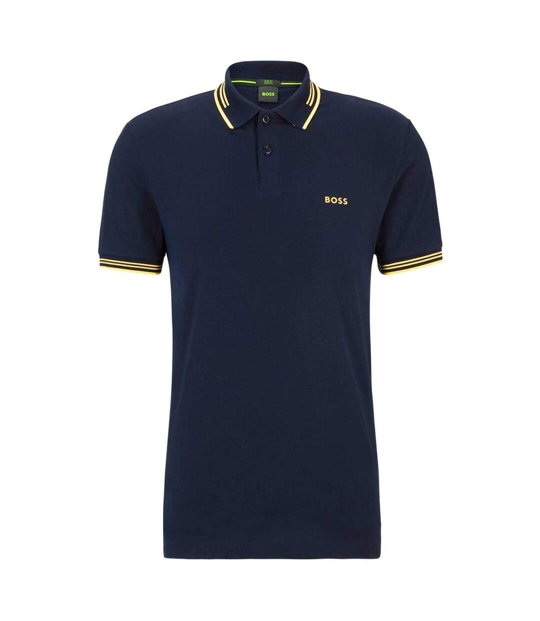 Polo Motif/style Rayures Contrastées Paul Homme Bleu Marine Jaune Or Boss-2