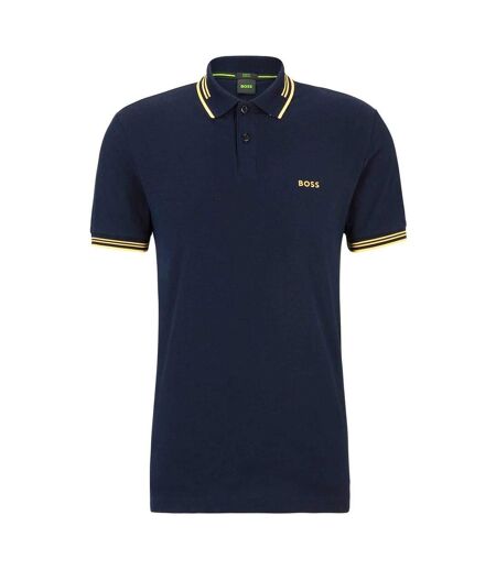 Polo Motif/style Rayures Contrastées Paul Homme Bleu Marine Jaune Or Boss