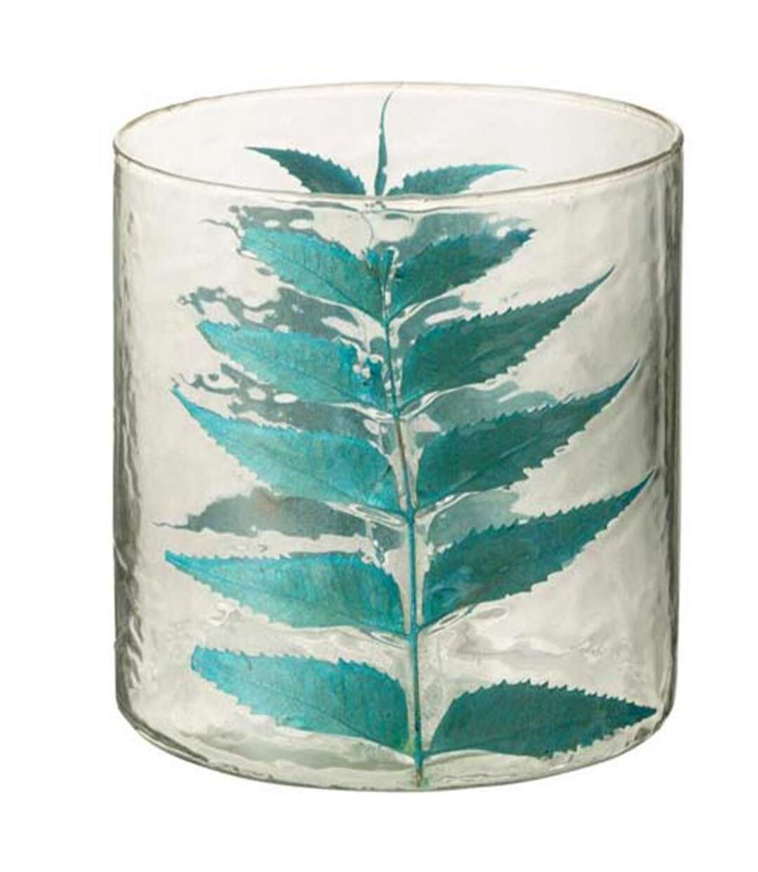 Vase Design en Verre Feuille 16cm Bleu-1