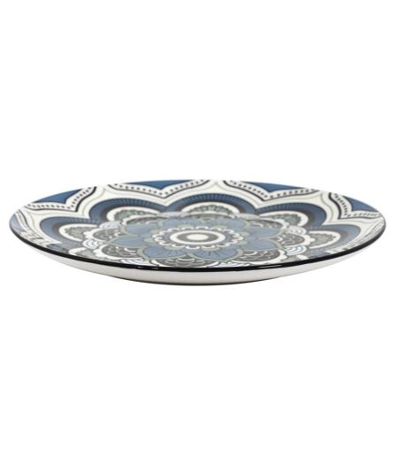 Lot de 6 Assiettes Plates Mandala 26cm Bleu