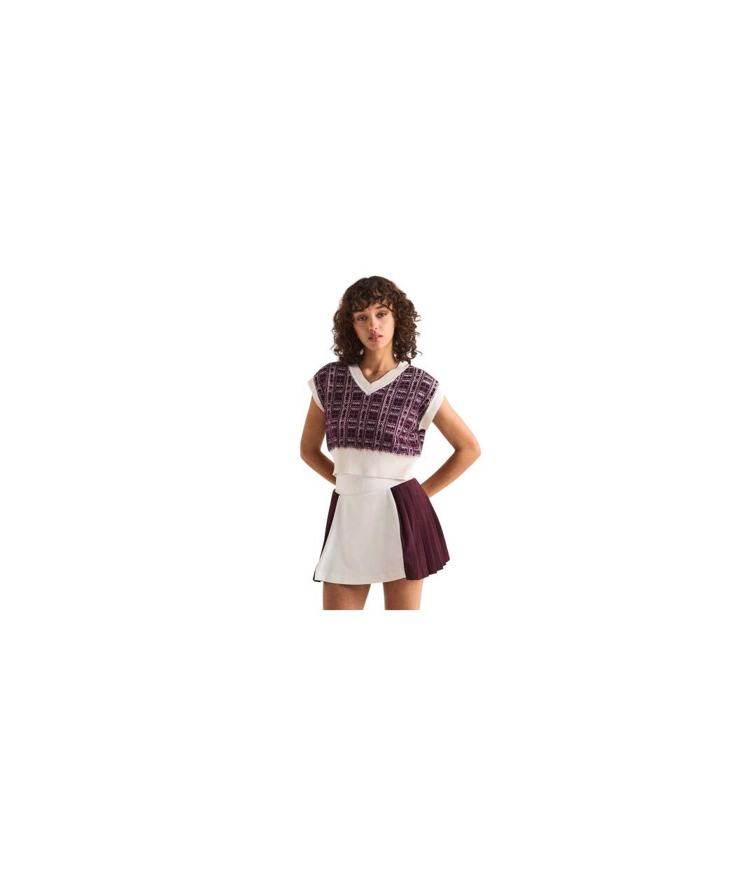 Womens/ladies Court Boxy Sweater Vest Burgundy White Slazenger-1