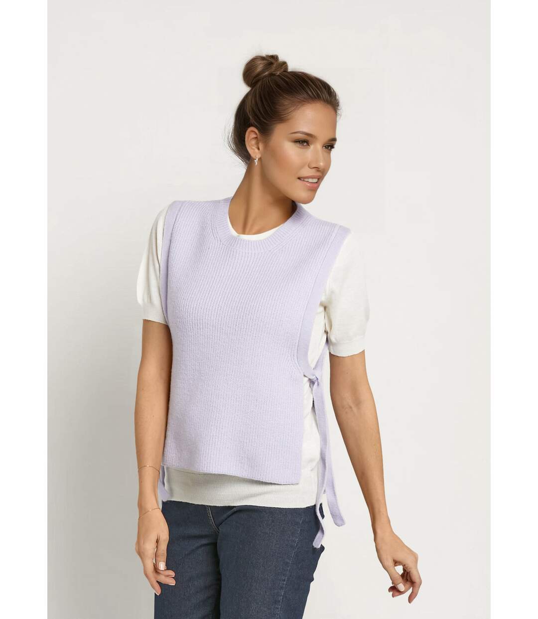 Pull sans manches avec lien à nouer côtés-1