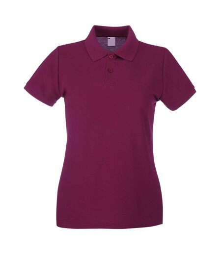 Womens/Ladies Fitted Short Sleeve Casual Polo Shirt (Oxblood) - UTBC3906