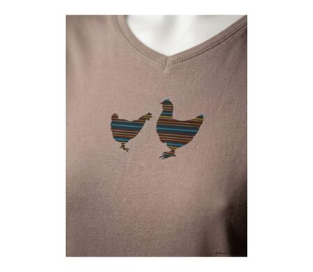 Tee-shirt MAYFLOWER NAPOLI2 beige à sérigraphie poule : confort naturel et style champêtre