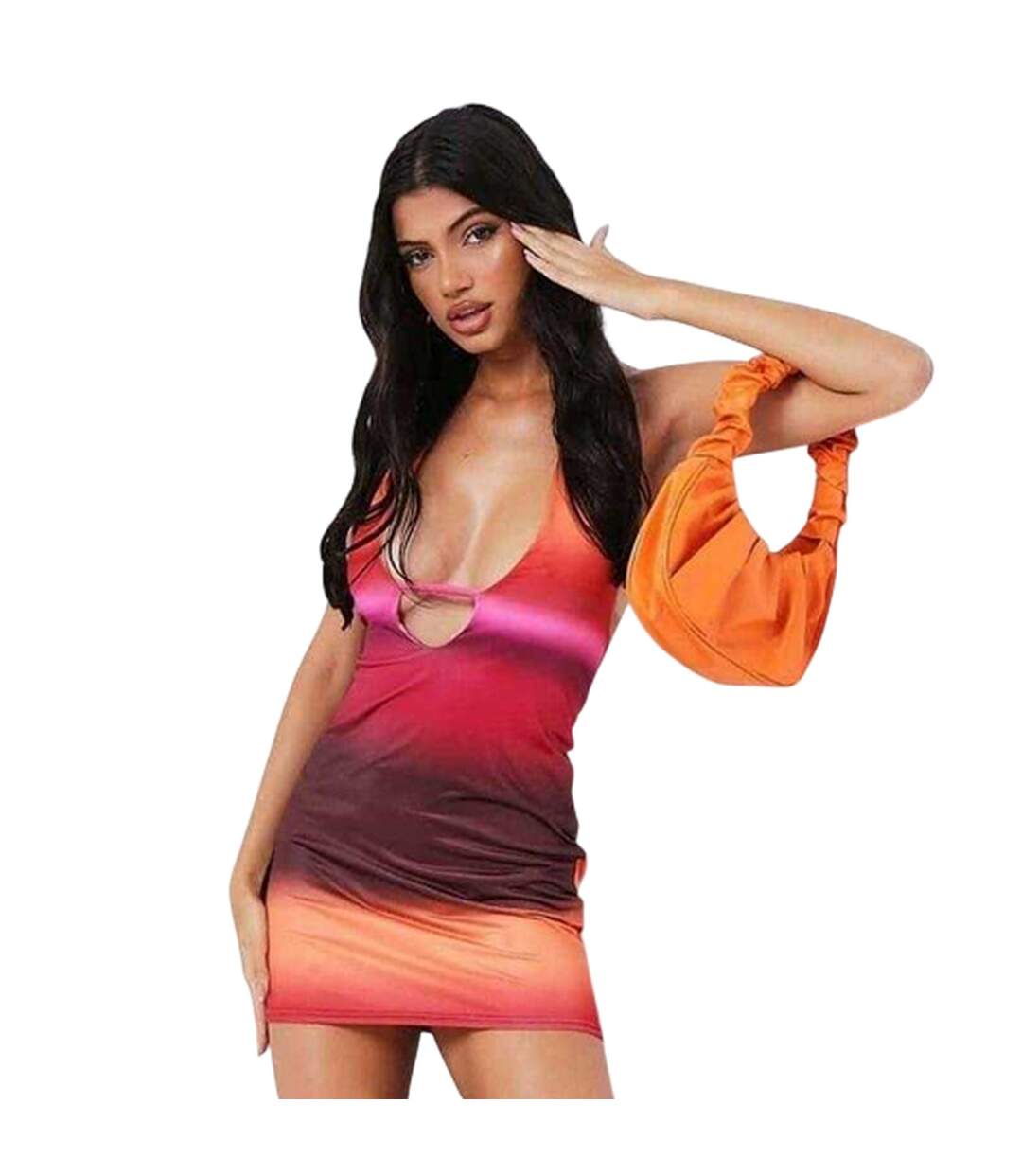 Robe Courte Motif/style Ombré Femme Orange Missy Empire-2