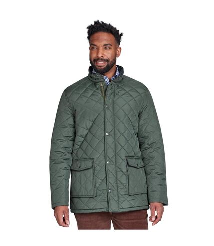 Mens diamond quilt jacket khaki green Raging Bull