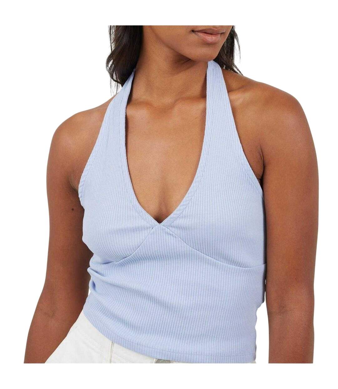 Haut Court Sans Manches Femme Bleu Brave Soul-4