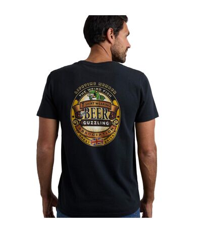 T-shirt Beer Guzzling Homme Noir Weird Fish