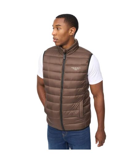 Mens Gattering Mve Quilted Gilet Brown Crosshatch