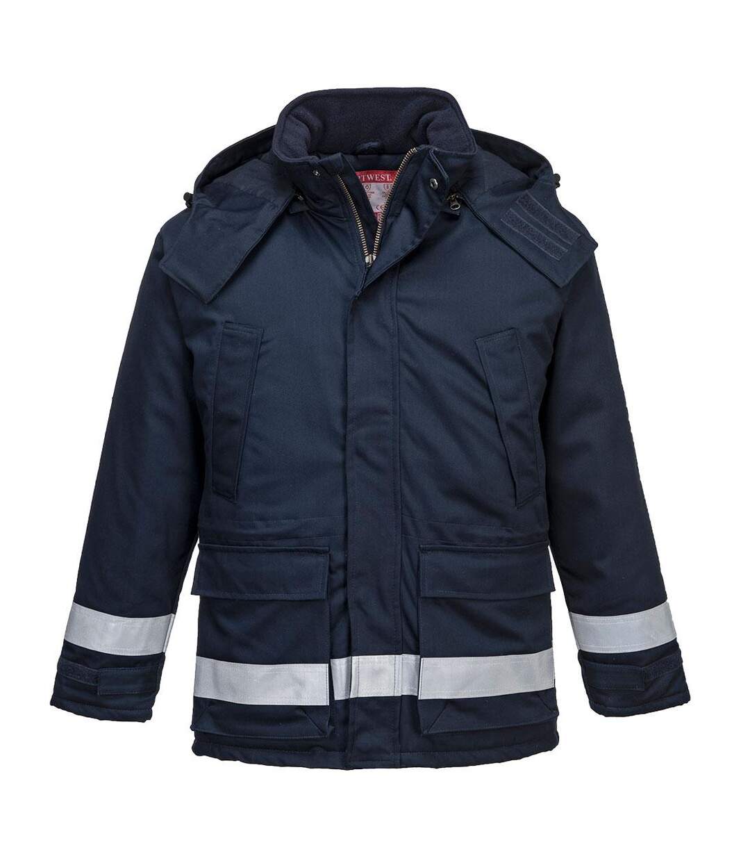 Mens flame resistant anti-static winter padded jacket navy Portwest