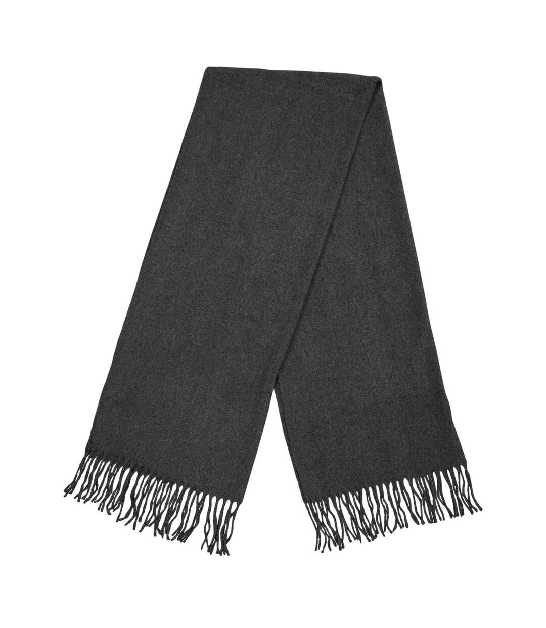 Solid Fringed Scarf One Size Dark Grey Melange Pieces-1
