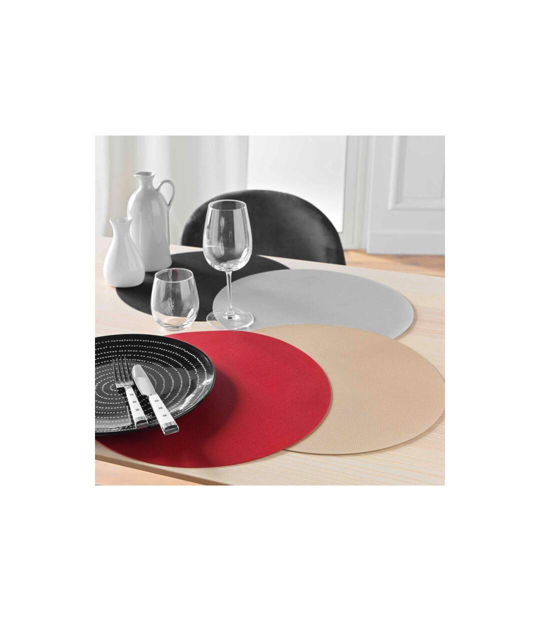 Set de Table Rond Granis 38cm Rouge-3