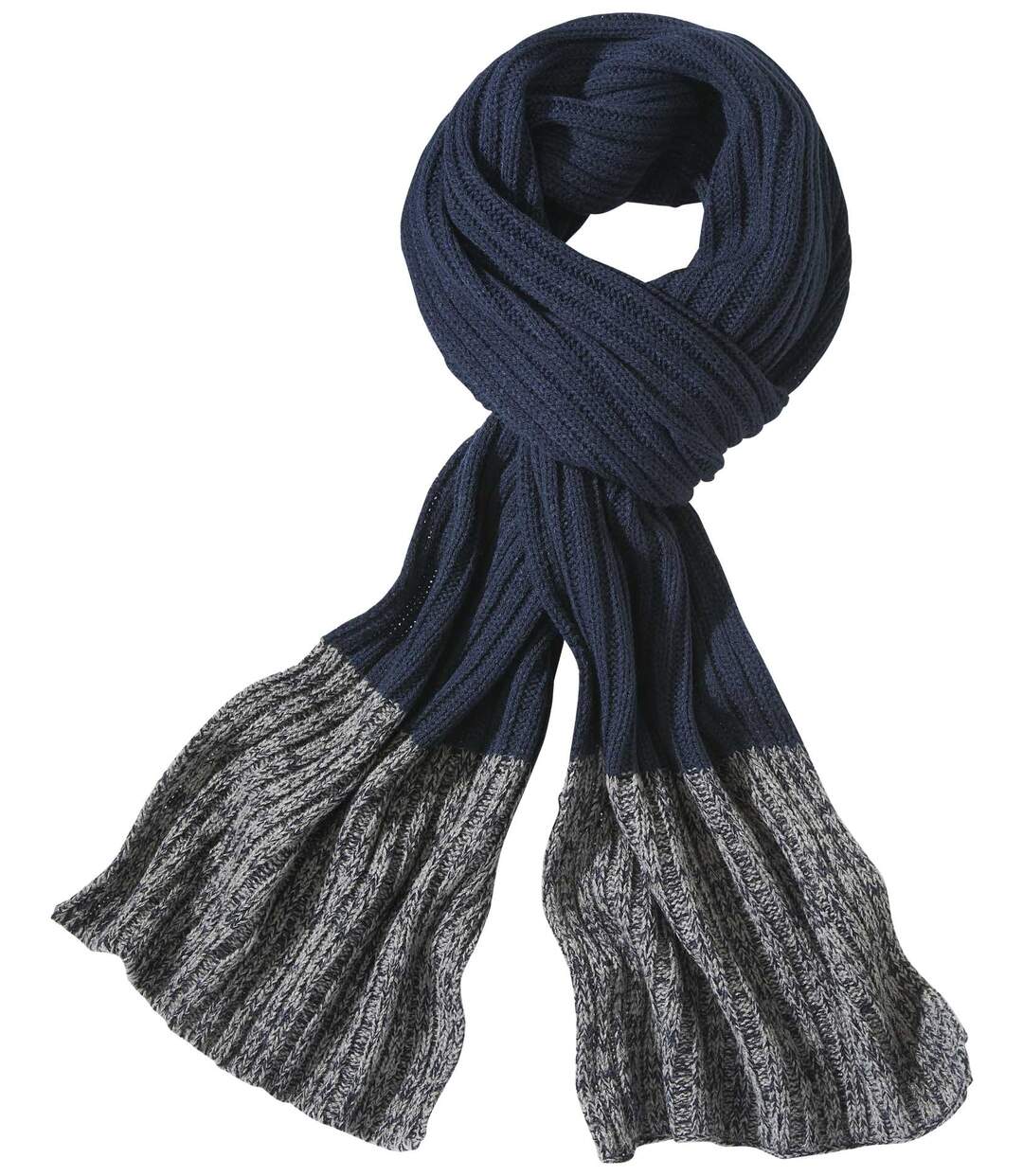 Men's Two-Tone Knitted Scarf - Navy Grey-1
