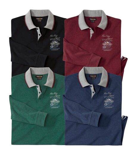 Pack of 4 Men's Long Sleeve Polo Shirts