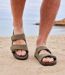 Men's Taupe Hook-and-Loop Sandals 