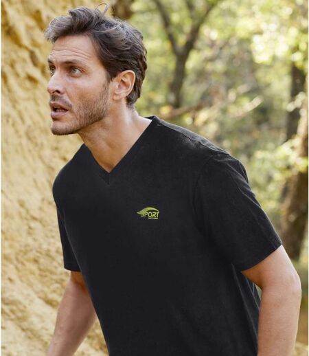 Pack of 3 Men's Sporty T-Shirts - Yellow Black Grey