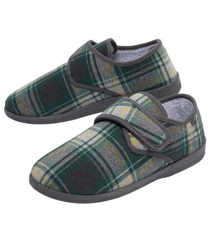 Men's Sherpa-Lined Slippers - Green Anthracite Yellow