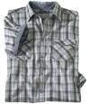 Men's Checked Short-Sleeved Chambray Shirt - Blue Gray Atlas For Men
