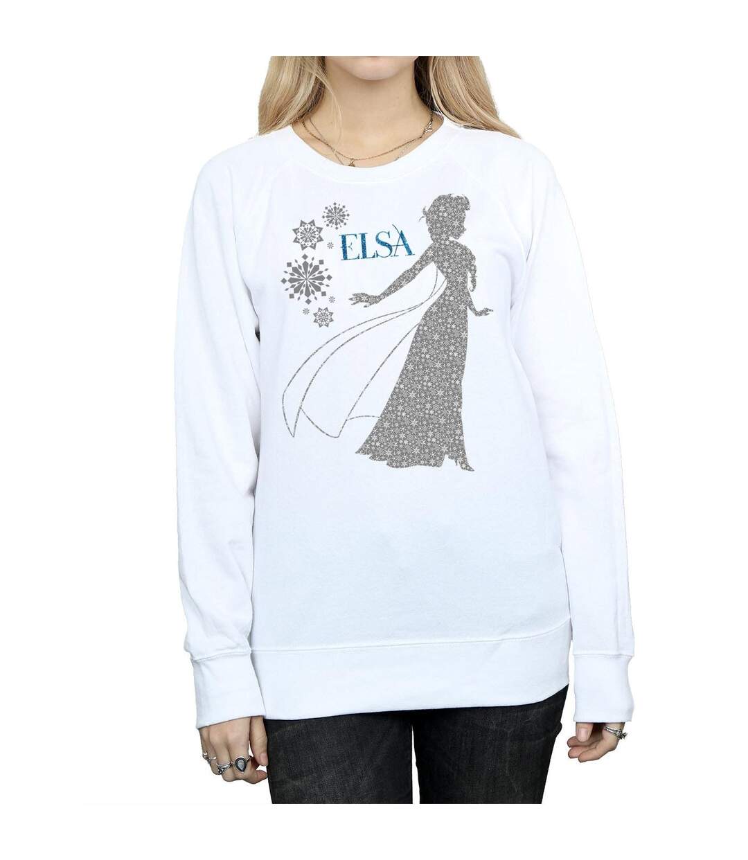 Disney Pantalon de survêtement Frozen Elsa Christmas Silhouette Femmes/Dames (Blanc) - UTBI6138-3