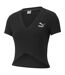 Womens/ladies Sportstyle Classic V Neck Crop T-shirt Black Puma-2