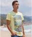 T-shirt homme jaune premium à  col rond en coton imprimé-3