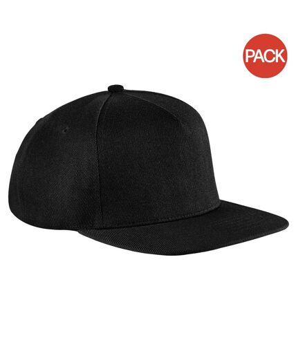 Lot de 2  casquettes à visière plate adulte noir/noir Beechfield