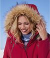 Women's Red Parka with Faux-Fur Hood - Water-Repellent  Atlas For Men