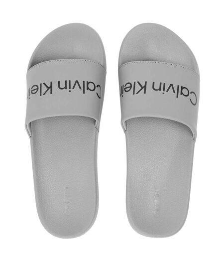 Mens Flat Sliders Grey Black Calvin Klein