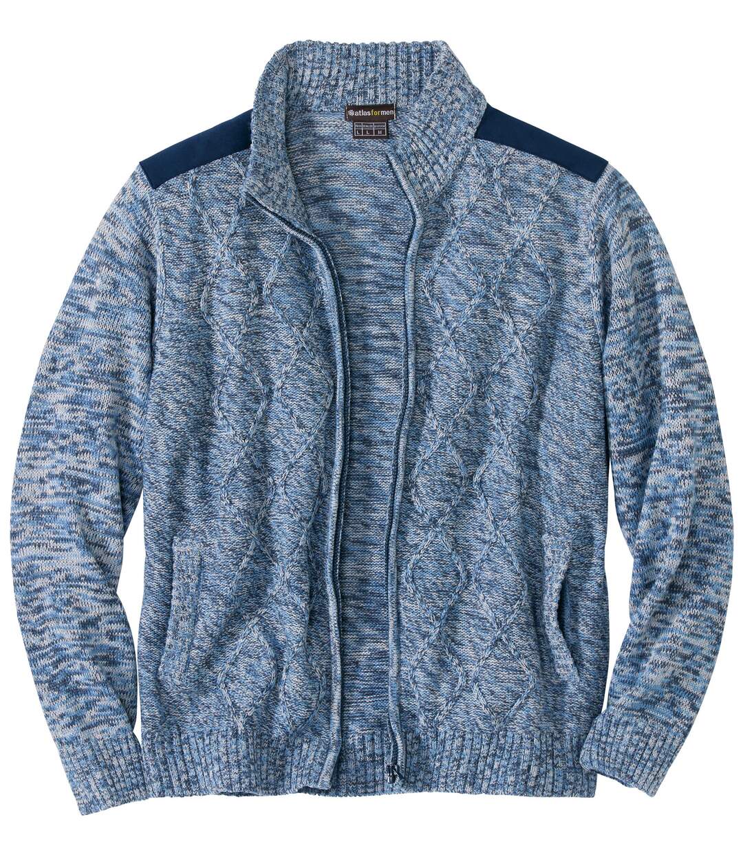 Men's Knitted & Faux-Suede Jacket - Mottled Blue-3