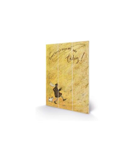 Sam Toft Everything´s Going My Way Today! Wood Mini Plaque (Yellow/Brown) (29.5cm x 20cm)