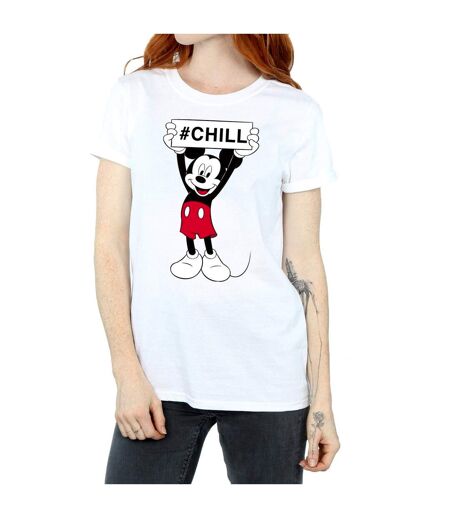 Disney Femme/Les femmes - Mickey Mouse Chill Cotton Boyfriend T-Shirt (Blanc) - UTBI36037