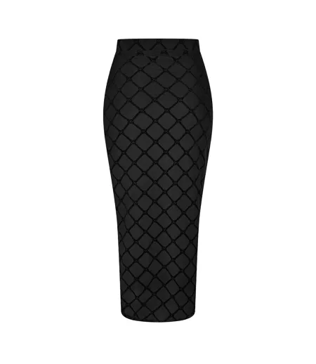 Womens/ladies Geometric Pencil Skirt Black Hugo