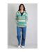 Womens/ladies Lana Stripe Microfleece Quarter Zip Hoodie Aqua Marine Weird Fish-1