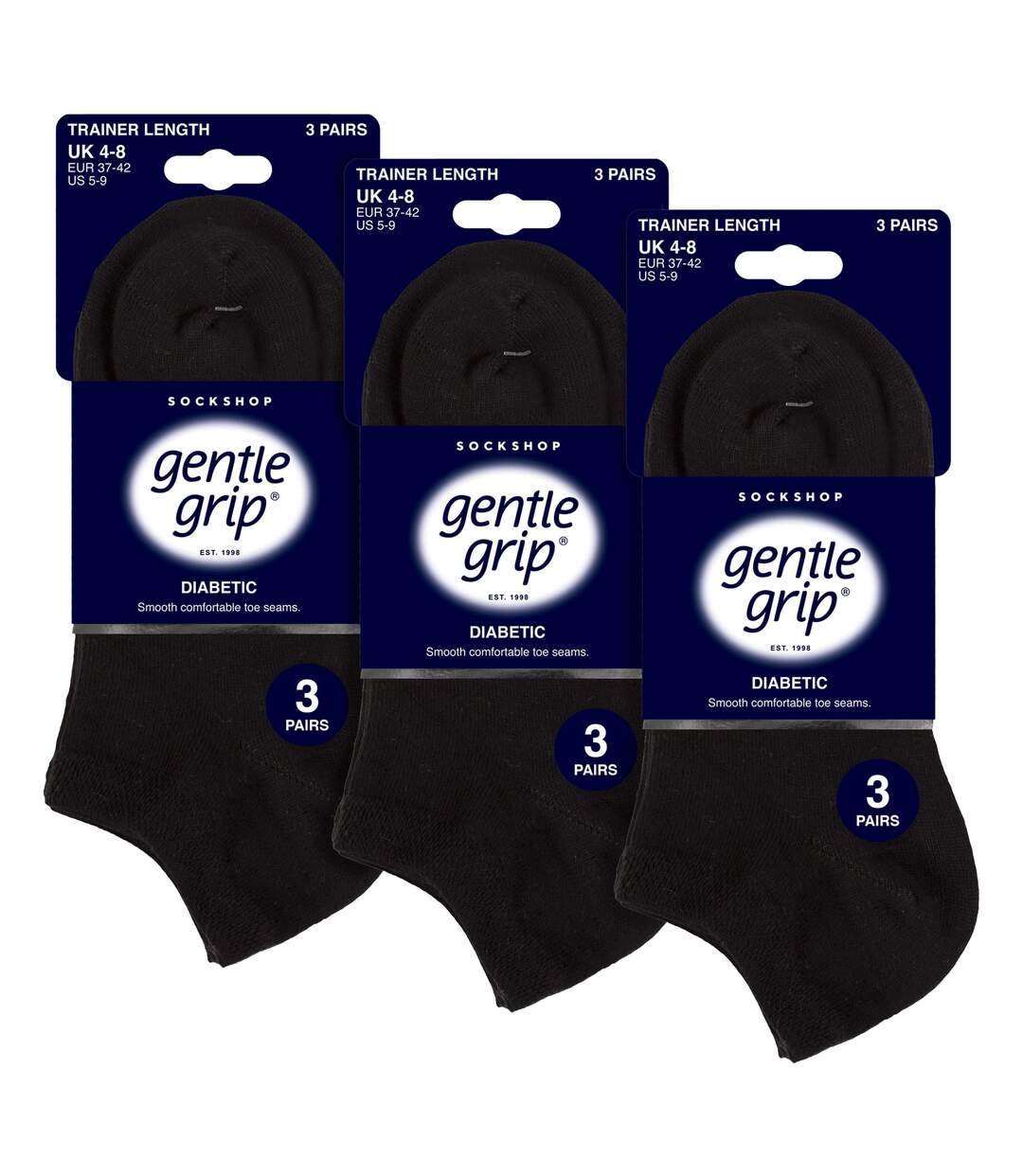 9 Pairs Ladies Diabetic Trainer Socks | Ankle Socks Swollen Feet-2