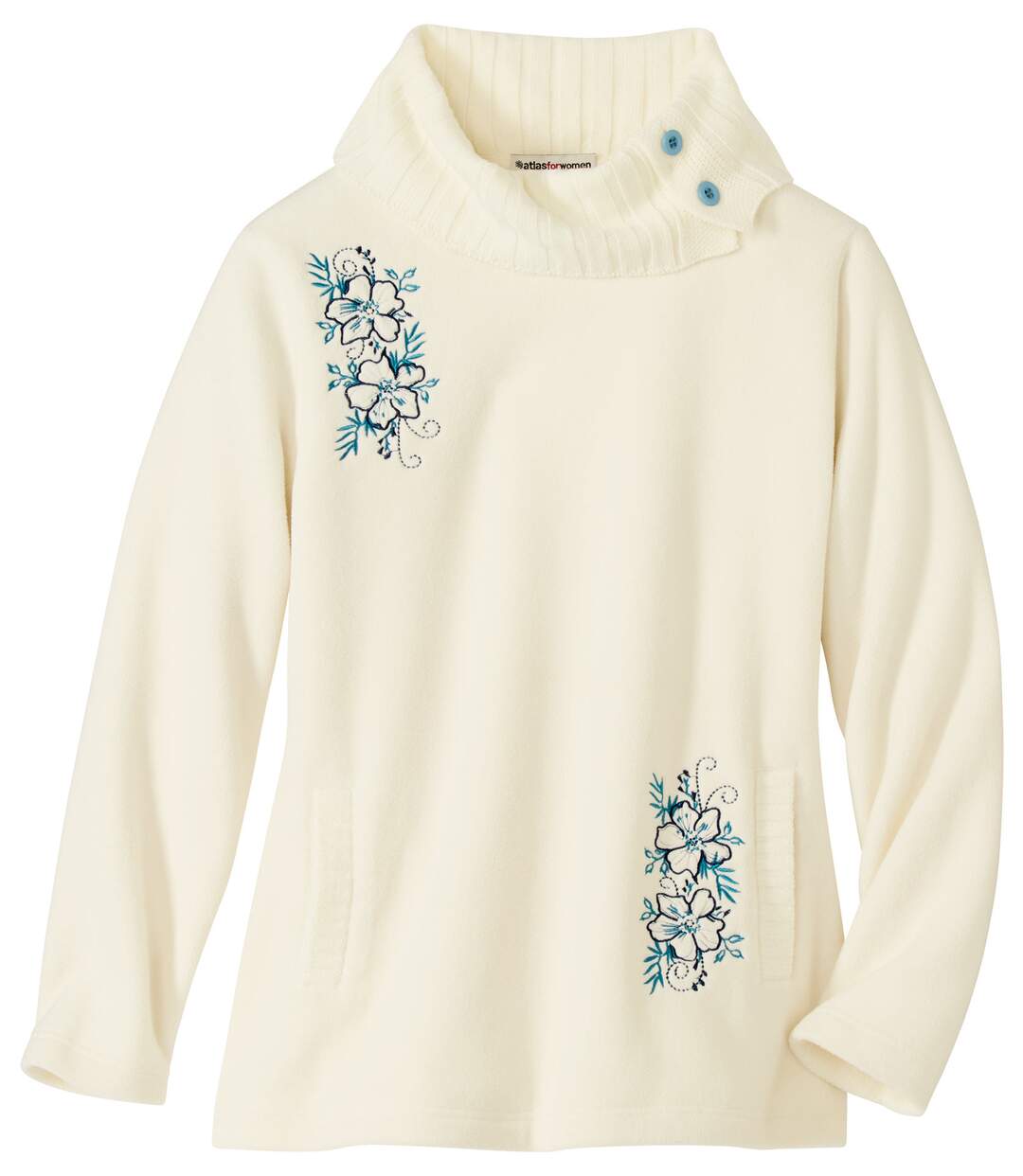 Women's Ecru Embroidered Fleece Jumper-4