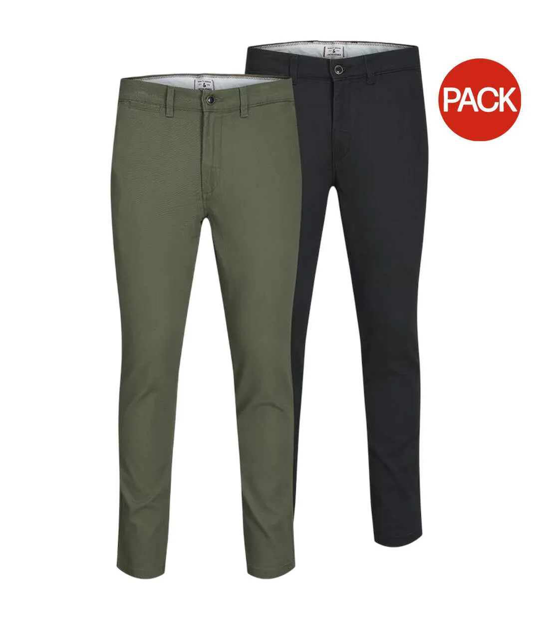 Lot De 2  Chinos Marco Homme Noir Kaki Jack And Jones-1