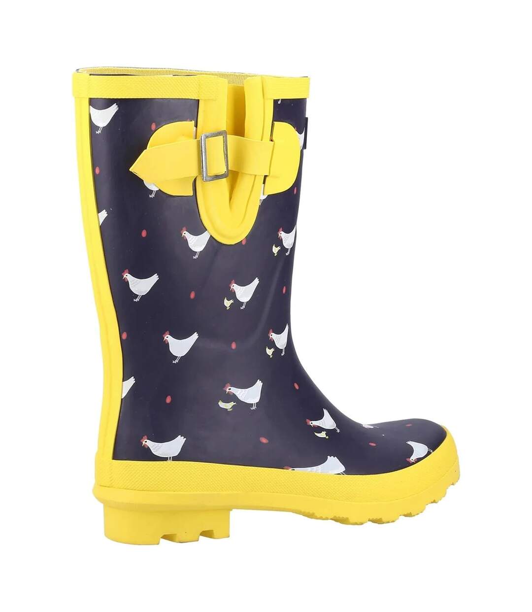 Womens/ladies farmyard chicken mid calf wellington boots navy/yellow Cotswold