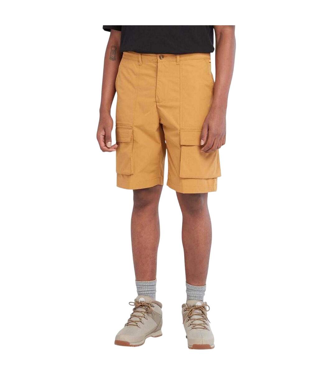 Mens Water Repellent Leather Badge Relaxed Fit Cargo Shorts Wheat Timberland-4