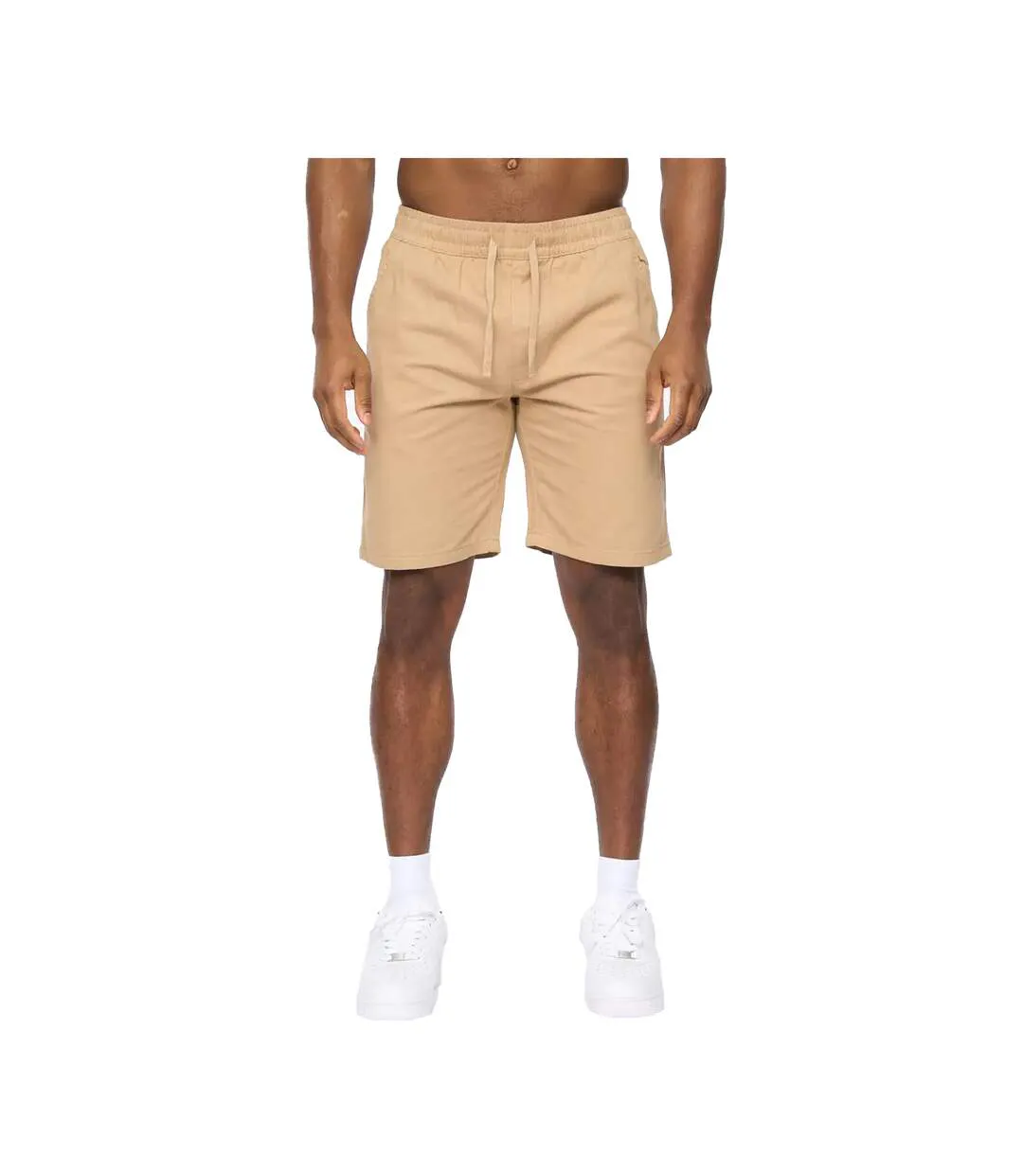 Mens Blansmoore Elasticated Regular Casual Shorts Stone Crosshatch-2