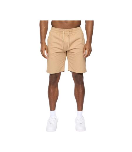 Mens Blansmoore Elasticated Regular Casual Shorts Stone Crosshatch