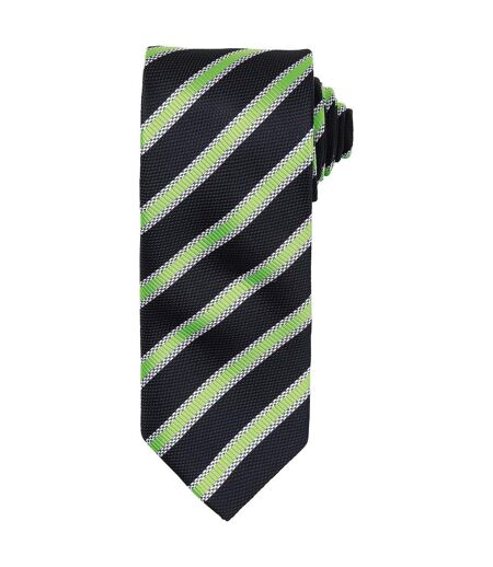 Premier Mens Stripe Waffle Tie (Black/Lime) (One Size)