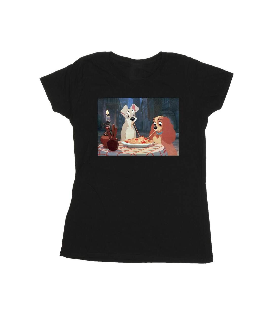 Disney Femmes/Les femmes Lady And The Tramp T-shirt en coton avec photo spaghetti (Noir) - UTBI26159-1