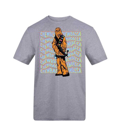 T-shirt Motif Chewbacca Adulte Gris Star Wars