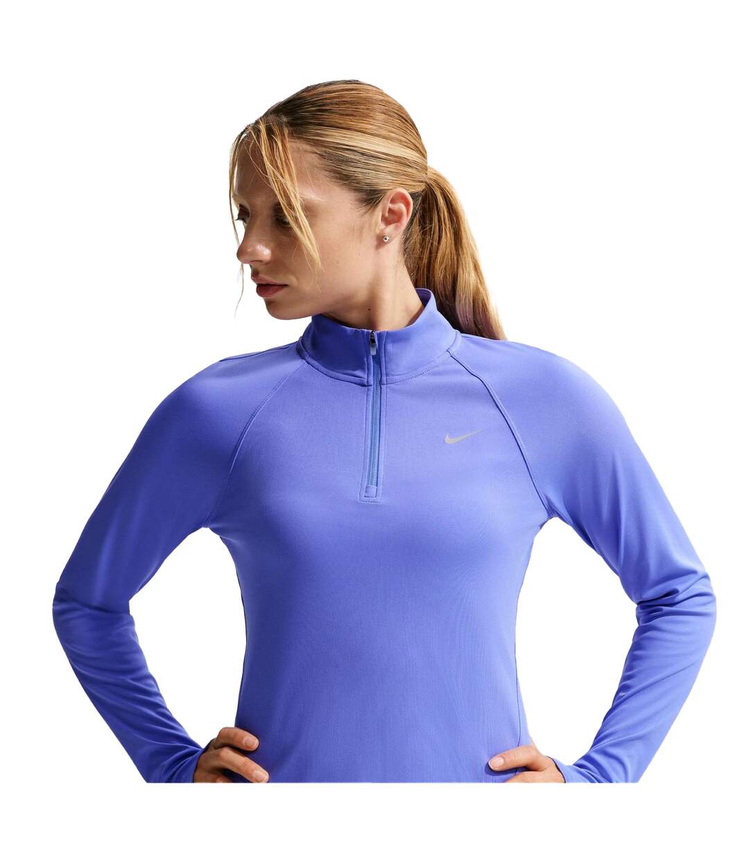 Haut Manches Longues Course À Pied Motif/style Swoosh Femme Bleu Saphir Nike-4