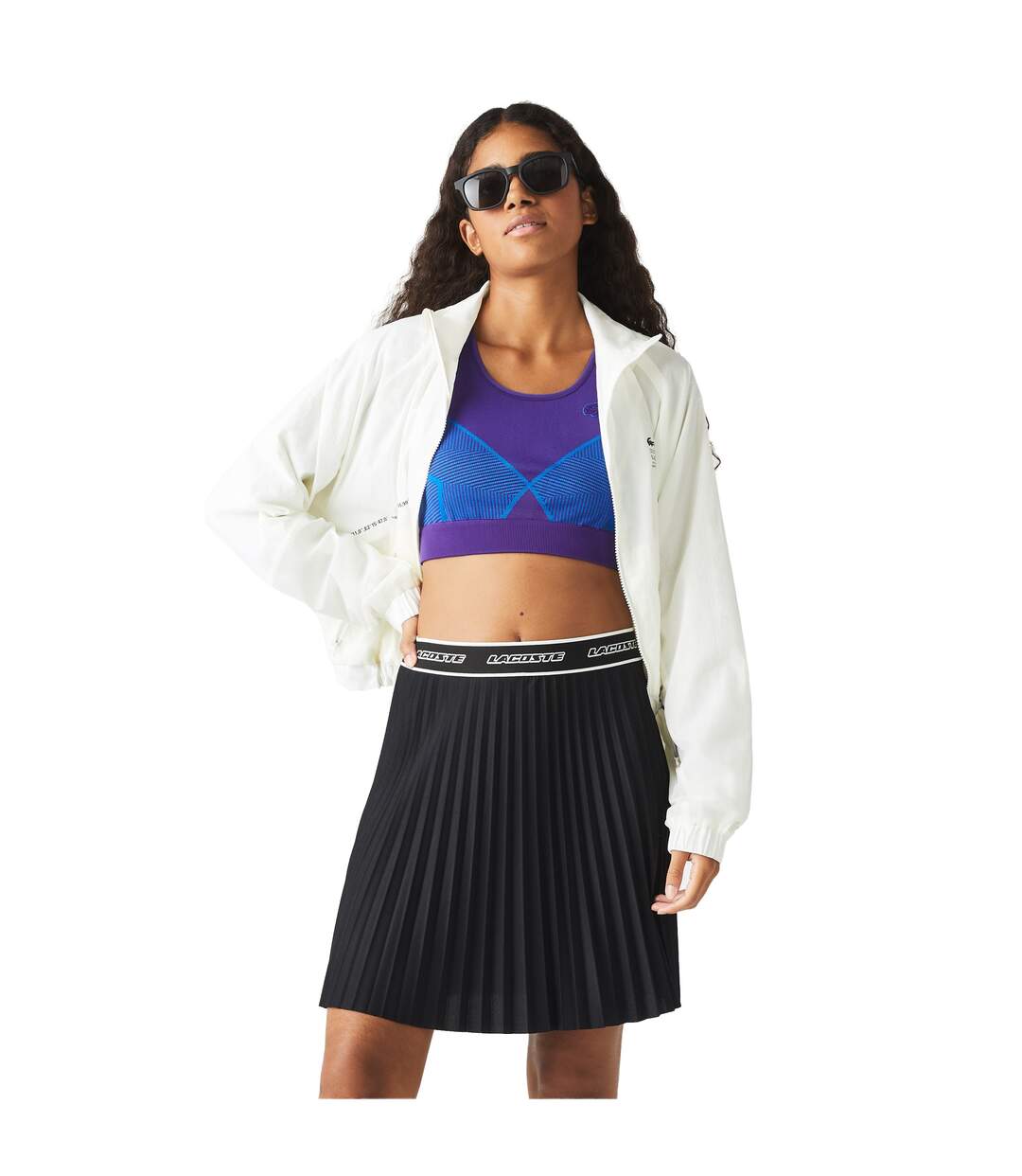 Womens/ladies Pleated Elasticated Waist Skirt Black Lacoste-4